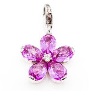 Thomas Sabo Very Rare Pink Sapphires And Diamond Sterling Silver Flower Pendant